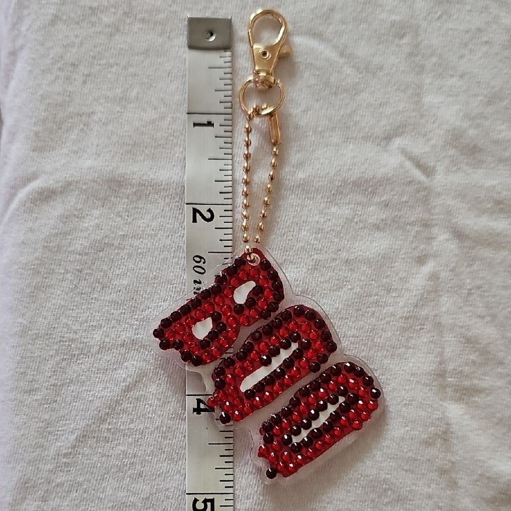 Red Rhinestone 'Boo' Keychain with Gold Clasp - Picture 2 of 3